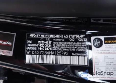 2022 Mercedes-Benz S 580 4Matic from USA, damaged, VIN W1K6G7GB6NA125792